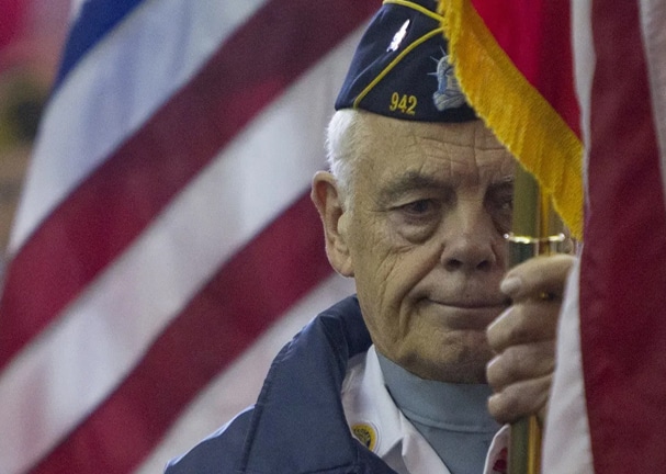 US veteran with national flag