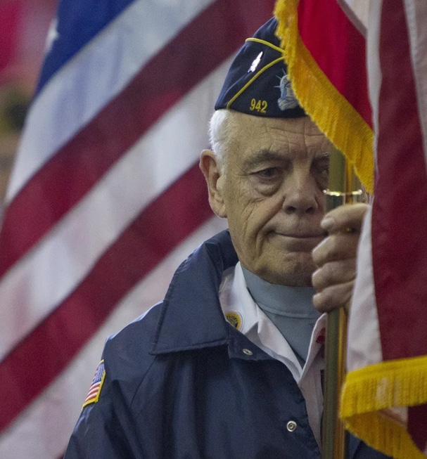 The USA veteran with national flag of country
